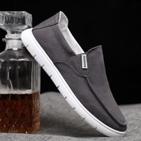 Spring Autumn Cloth Shoes Men Flat Footwear Slip-on Brand Street Style Cool Young Mens Casual Shoes Black Blue D147 39 pilka spalva