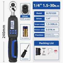 Nešiojamas skaitmeninis dinamometrinis raktas Didelio tikslumo elektroninis veržliaraktis Reguliuojamas automobilio remonto elektrinis įrankis 1/4"(1.5-30N.m) 9PCS SET