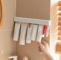 Wall Mount Toothpaste Holder Space Saving Organizer for Toothbrush and Toothpaste Storage Rack