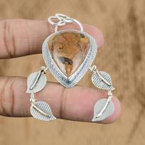 Womens day Deal Bauxite Stone Anniversary Handmade Pendant 925 Sterling Silver
