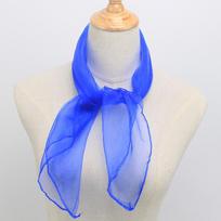 60cm Silk Satin Hair Scarf Chiffon Neckerchief Sunscreen Small Muffler Hijabs Head Neck Shawls Candy Color Square Scarf Soft tamsiai mėlyna spalva