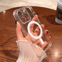 Applicable To IPhone 15 Semen Hole Transparent Magnetic Suction Phone Case Apple 14 Acrylic Magsafe Full-inclusive Phone Case Apple 16