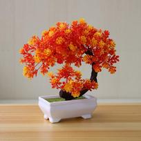 Bonsai Imitacija Dirbtiniai Augalai Gėlės Vazonuose Namų Biuro Netikro Medžio Dekoravimas oranžinė
