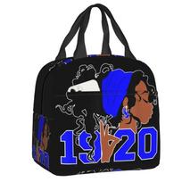 Zeta Phi Beta Lunch Bag Cooler Thermal Insulated Bento Box For Women Kids School Children Beach Camping Travel Food Tote Bags 22x20x13CM smėlis