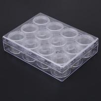 Stačiakampė skaidraus plastiko papuošalų karoliukų laikymo dėžutė P12 Apvalus buteliukas Konteineris Maži stiklainiai (15g)