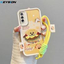 KEYSION Cartoon Cute Plush Embroidery Case for VIVO Y20 Y20sG Y20i with Lanyard Silicone Shockproof Phone Cover for VIVO Y12S Y11S for VIVO Y20