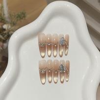 Silk Flashing Light Luxury White Simple Champagne Glass Beads Fingertip Cat Eye Boutique K9 Wearable Armor XS