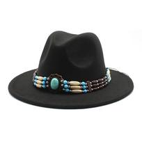 Jazz Hat Fashionable Woolen Unisex Versatile Top Hat Men's and Women's Denim Hat M（56-58cm） juoda