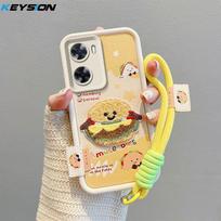 KEYSION Cartoon Cute Plush Embroidery Case for OPPO A57 A57 S A77 5G with Lanyard Silicone Shockproof Phone Cover for Realme Narzo 50 5G for OPPO A57 4G