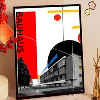 Bauhaus Modern Abstract Geometric Poster Sticky Posters Waterproof Paper Sticker Coffee House Bar Home Decor 21cm×30cm NoFrame