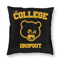 The College Dropout Kanye West Rap Pillowcase Double-sided Printing Cushion Cover Decorative Pillow Case Cover Home Zippered 30x30cm smėlis