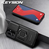 KEYSION Shockproof Armor Case for Samsung M56 5G Silicone+PC Slide Camera Lens Protection Ring Phone Cover for Galaxy F56 5G for Samsung M56 5G juoda