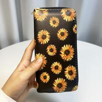 Sunflower long zipper wallet flower chrysanthemum digital clutch bag