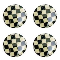 4Pcs Universal Car Wheel Center Hub Caps Covers Black And White Grid