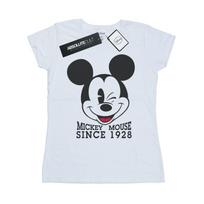 Disney Womens/Ladies Mickey Mouse Since 1928 Cotton T-Shirt M balta