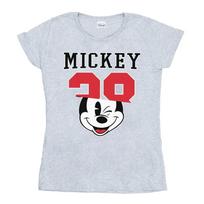 Disney Womens/Ladies Mickey Mouse Split 28 Cotton T-Shirt XXL pilka