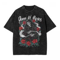 Guns N Roses Išplauti Marškinėliai Streetwear Vintažiniai Marškinėliai Marškinėliai Vyrams Moterims Trumpomis Rankovėmis Spausdinti Ins Y2k S black