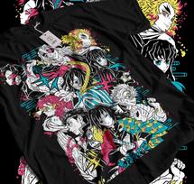 100% cotton TOPS UNISEX TEES MENS WOMENS Hashira Demon Slayer T-Shirt Kimetsu No Yaiba Tengen black Anime Gift Shirt 034 2XL juoda