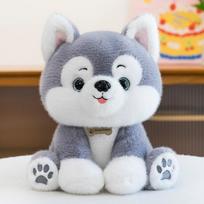 Nauja simuliacinė sėdynė Husky pliušinis žaislas mielas augintinis šuo namų dekoracija vaikų gimtadienio dovana lėlės mainai 22cm（0.2kg） pilka spalva