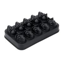 10 Hole Skull Shape Ice Tray Food Grade Silicone Ice Maker Mold Reusable Ice Maker for Cocktails, Whiskeys, Soups 1 black