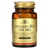 Solgar, vitaminas B6, 100 mg, 100 tablečių