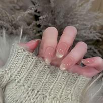 White Tea Clear Joy: Minimalist Glass Bead Cat Eye Blush for a Pure, Handmade Manicure. XS
