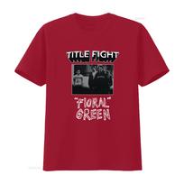 Title Fight Floral Green Print Cotton T Shirt for Men vintage Washed Casual designer clothes graphic homme streetwear fashion S