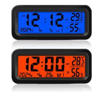 Solar Car Clock Dashboard Thermometer Led Car Electronic Watch Digital Display Time with Backlight Car Accessories Interior blue red