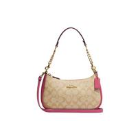 COACH shoulder bag Teri 25 letter logo classic old flower zipper closure canvas with leather armpit saddle crossbody medium size women's brown ruda