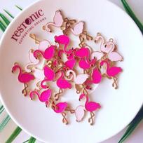 10 Pcs Enamelled Animal Flamingo Talisman Pendant DIY Accessories for Wedding Birthday Parties rožinė raudona spalva