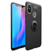 KEYSION Ring Holder Phone Case For Xiaomi Mi A2 Magnetic Car Stand Soft Silicone Matte Back Cover for Xiaomi Mi A2 juoda