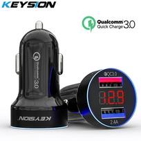 KEYSION Dual USB Quick Charger QC 3.0 LED Display Smart Car Charger For iPhone Samsung Xiaomi Huawei