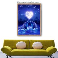 HUACAN Siuvinėjimas kryželiu Viso kvadrato tapyba 5D DIY siuvinėjimas delfinų kalnų krištolo deimantų mozaikos dekoras 30*40 cm blue