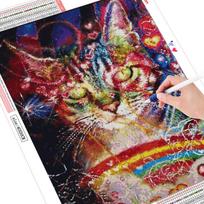 Deimantinė tapyba Katė deimantinė siuvinėjimas Gyvūnų deimantų mozaika Viso išdėstymo Kalnų krištolas 20X30CM