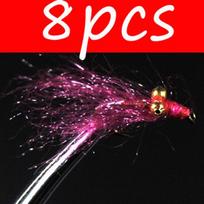 8 vnt. Skęstančios muselinės žvejybos muselės # 10 auksinių kabliukų Panfish Crappie Bluegill Trout rožinė