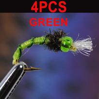 4 vnt. karoliukų nimfa Chironomids Emergers Midge Fly žvejybos masalas upėtakis Bluegill karpis #14 žalia