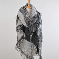 Pavasarinis moteriškas šalikas Šiltas vilnos kašmyro skaros senovinis šalikas Elegantiškas šalikas skara ONE SIZE gray