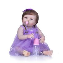 21 inch Silicone Baby Doll Cute Lovely Newborn Baby Doll Children Play Toys angle gray