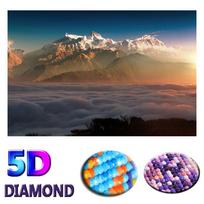 Deimantinis paveikslas Snow Mountain Broderie Diamant Scenic Siuvinėjimas kryželiu 20X30CM brown