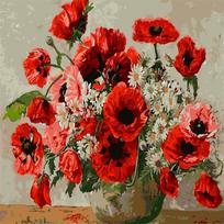 Pilnas 5D „Pasidaryk pats“ deimantais piešimas Gėlių paveikslas Deimantinė siuvinėjimas Kryželiu Namų dekoras Rankų darbo 25x25cm red
