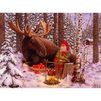 Full 5D Diy Diamond Painting Santa and Deer Embroidery Cross Stitch Home Decor Handmade Gift 25x30cm black