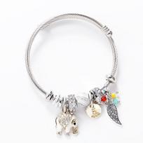 Titanium Steel Stainless Steel Adjustable DIY Thai Elephant Leaf Bracelet 5-6.5cm balta