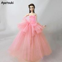 Pink Purple Fashion Doll Clothes For Barbie Doll Dress Vestidoes Multi-layer Wedding Dresses For 1/6 Doll Accessories Outfits rožinė