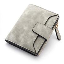 Women Wallet Hasp Small and Slim Coin Pocket Purse Cards Holders Luxury Brand Wallets Designer Purse pilka spalva