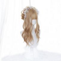 Bybrana Ilgi natūralūs banguoti platininiai blondiniai perukai su kirpčiukais Cosplay Party Lolita sintetiniai perukai moterims, karščiui atsparaus pluošto 60cm gray