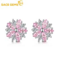 SACE GEMS Vario lydinio vyšnių žiedų auskarai Moteriški madingi rožiniai krištolo auskarai Paprasti ir mieli papuošalai rožinė