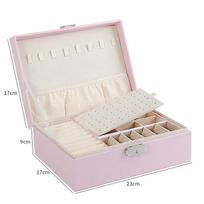 Jewelry Storage Box Large-capacity Multi-layer Multi-functional High-end Lock Anti-oxidation Earrings Jewelry Box 23*17*9cm rožinė
