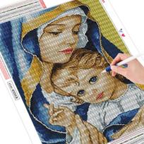 HUACAN Full Drill Diamond Painting Religious Madonna Baby Rhinestone Kit Diamond Embroidery Religious Handicraft Decor For Home Full Square 20*30 cm beige