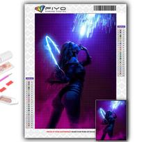 Deimantinis siuvinėjimas Cyberpunk Sexy Art 5D „pasidaryk pats“ deimantų tapyba kryželiu krištolinis akmenukas Full Square 20X30CM blue