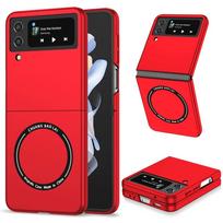 KEYSION Magnetinis belaidžio įkrovimo dėklas, skirtas Samsung Galaxy Z Flip 4 3 5G PC, atsparus smūgiams telefono galinis dangtelis, skirtas Galaxy Z Flip 3 4 5G for Galaxy Z Flip 4 raudona